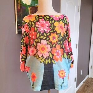 Yolly Italy Floral Knit Sweater Womens Size Small